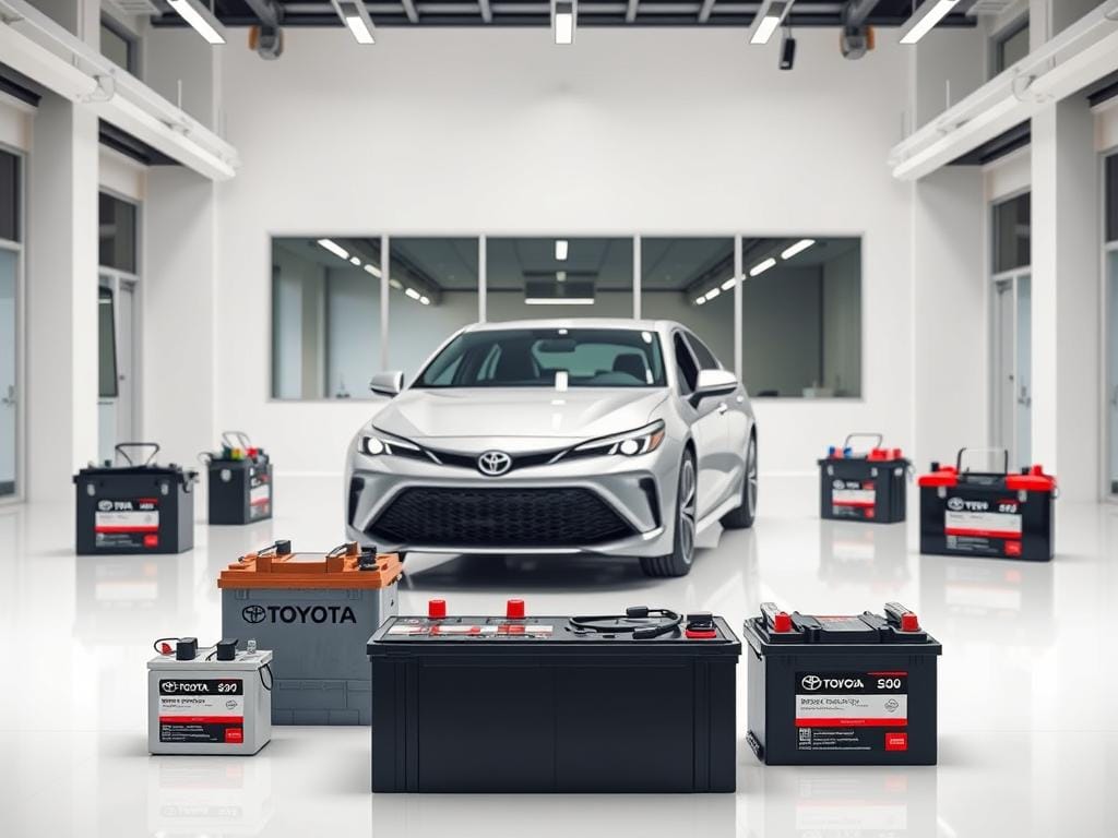 A high-resolution, highly detailed image of "frequently asked questions about car batteries" set in a well-lit, modern automotive showroom. The foreground features an array of different car battery models, each showcased against a white background, their details and specifications clearly visible. The middle ground shows a sleek, silver Toyota sedan, its interior visible through the windows, creating a sense of context. The background features a clean, minimalist showroom setting with white walls, polished floors, and discreet lighting fixtures, conveying a sense of professionalism and quality. The overall scene exudes a sophisticated, tech-savvy atmosphere, inviting the viewer to explore the frequently asked questions about these essential automotive components. A high-resolution, highly detailed image of "frequently asked questions about car batteries" set in a well-lit, modern automotive showroom. The foreground features an array of different car battery models, each showcased against a white background, their details and specifications clearly visible. The middle ground shows a sleek, silver Toyota sedan, its interior visible through the windows, creating a sense of context. The background features a clean, minimalist showroom setting with white walls, polished floors, and discreet lighting fixtures, conveying a sense of professionalism and quality. The overall scene exudes a sophisticated, tech-savvy atmosphere, inviting the viewer to explore the frequently asked questions about these essential automotive components.