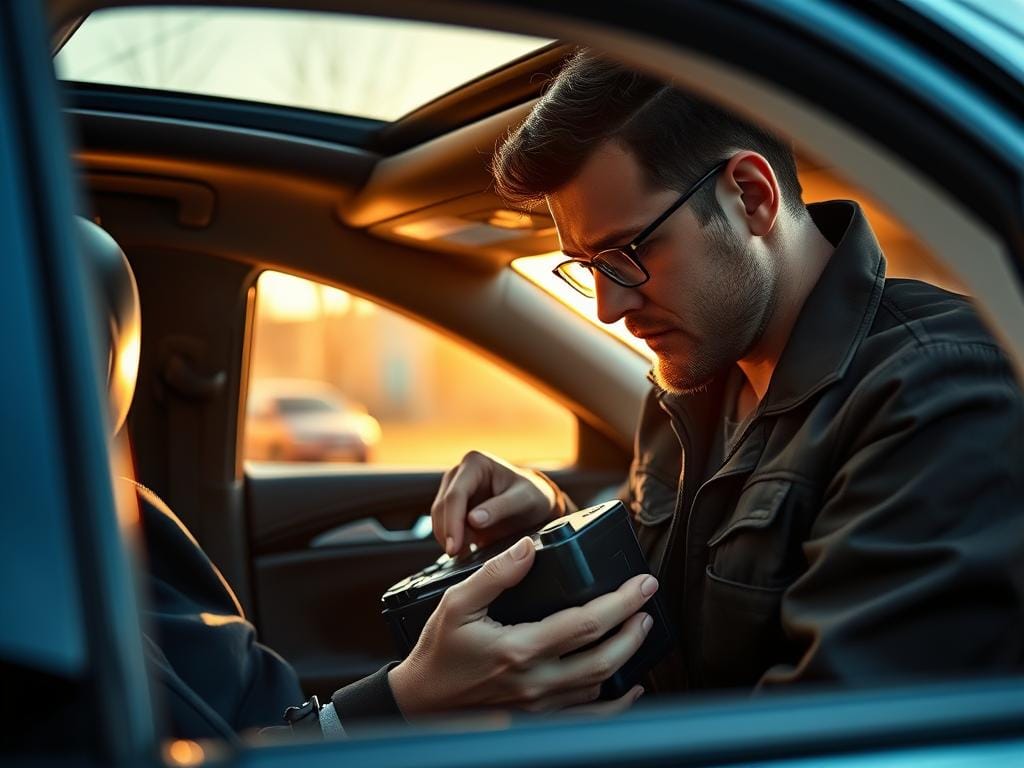 A professional technician diligently installs a car battery in the interior of a Mazda sedan, using precision tools and meticulous care. The scene is bathed in warm, natural lighting filtering through the vehicle's windows, casting subtle shadows and highlights that accentuate the intricate work. The technician's attentive expression and skilled hands convey expertise and dedication, as they seamlessly integrate the new battery within the car's electrical system. The interior of the Mazda is depicted with realistic detail, from the leather upholstery to the dashboard controls, creating a immersive, true-to-life atmosphere. A professional technician diligently installs a car battery in the interior of a Mazda sedan, using precision tools and meticulous care. The scene is bathed in warm, natural lighting filtering through the vehicle's windows, casting subtle shadows and highlights that accentuate the intricate work. The technician's attentive expression and skilled hands convey expertise and dedication, as they seamlessly integrate the new battery within the car's electrical system. The interior of the Mazda is depicted with realistic detail, from the leather upholstery to the dashboard controls, creating a immersive, true-to-life atmosphere.