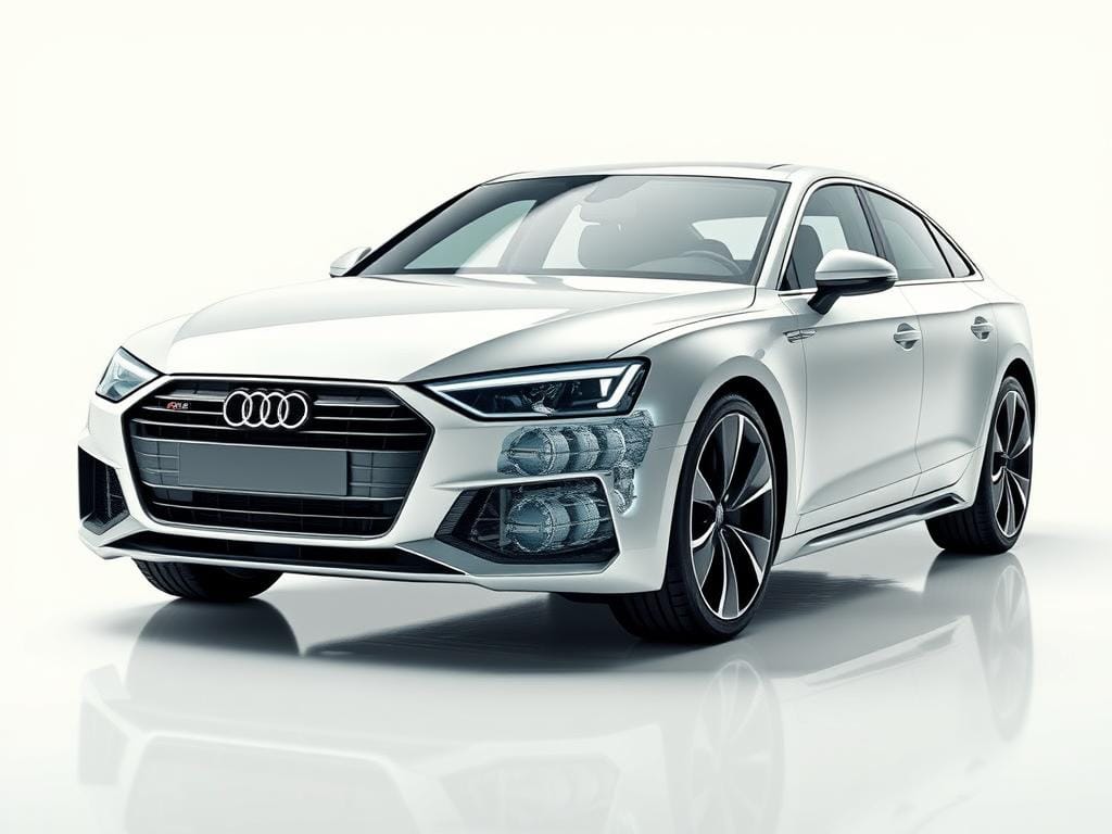 A sleek and modern Audi vehicle resting on a pristine white background, its polished exterior reflecting the advanced battery technology beneath the surface. The battery pack, visible through a cutaway in the chassis, showcases a intricate arrangement of high-density lithium-ion cells, meticulously engineered to deliver exceptional performance and range. Precise engineering and advanced cooling systems ensure optimal temperature control, maximizing efficiency and reliability. Soft, directional lighting accentuates the clean, sophisticated design, conveying a sense of premium quality and technological prowess befitting Audi's reputation for excellence. A sleek and modern Audi vehicle resting on a pristine white background, its polished exterior reflecting the advanced battery technology beneath the surface. The battery pack, visible through a cutaway in the chassis, showcases a intricate arrangement of high-density lithium-ion cells, meticulously engineered to deliver exceptional performance and range. Precise engineering and advanced cooling systems ensure optimal temperature control, maximizing efficiency and reliability. Soft, directional lighting accentuates the clean, sophisticated design, conveying a sense of premium quality and technological prowess befitting Audi's reputation for excellence.