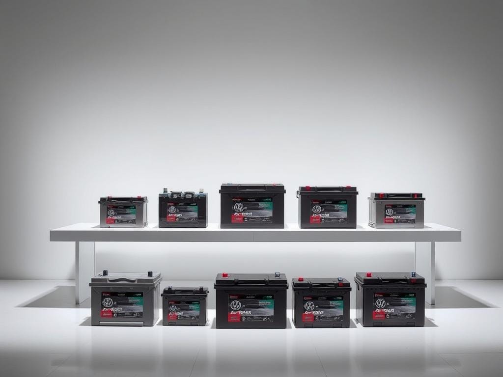 A well-lit display of compatible Volkswagen batteries, showcasing a range of models neatly arranged on a clean, modern table. The batteries are presented in a sleek, minimalist style, with their metallic exteriors gleaming under the soft, diffused lighting. The background is a simple, neutral tone that allows the batteries to take center stage, highlighting their compatibility and suitability for Volkswagen vehicles. The overall composition conveys a sense of professionalism, quality, and attention to detail, reflecting the high standards expected for Volkswagen-compatible products. A well-lit display of compatible Volkswagen batteries, showcasing a range of models neatly arranged on a clean, modern table. The batteries are presented in a sleek, minimalist style, with their metallic exteriors gleaming under the soft, diffused lighting. The background is a simple, neutral tone that allows the batteries to take center stage, highlighting their compatibility and suitability for Volkswagen vehicles. The overall composition conveys a sense of professionalism, quality, and attention to detail, reflecting the high standards expected for Volkswagen-compatible products.