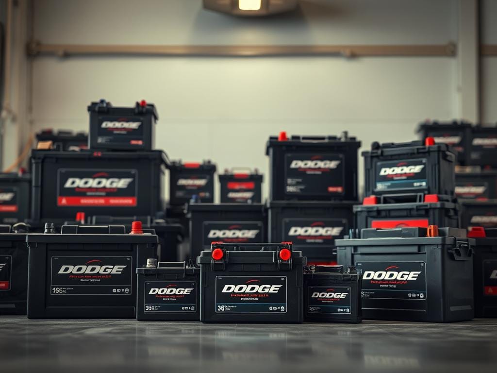 A well-lit, high-resolution image showcasing an assortment of prominent car battery brands suitable for Dodge vehicles. The foreground features a selection of battery packs in various sizes, with their logos and model numbers clearly visible. The middle ground displays the batteries in a clean, organized arrangement, allowing the viewer to easily compare the options. The background subtly suggests an automotive workshop or showroom setting, with neutral tones and soft shadows to maintain the focus on the battery products. The overall composition conveys a sense of quality, reliability, and the availability of top-tier battery choices for Dodge owners in Bogotá. A well-lit, high-resolution image showcasing an assortment of prominent car battery brands suitable for Dodge vehicles. The foreground features a selection of battery packs in various sizes, with their logos and model numbers clearly visible. The middle ground displays the batteries in a clean, organized arrangement, allowing the viewer to easily compare the options. The background subtly suggests an automotive workshop or showroom setting, with neutral tones and soft shadows to maintain the focus on the battery products. The overall composition conveys a sense of quality, reliability, and the availability of top-tier battery choices for Dodge owners in Bogotá.