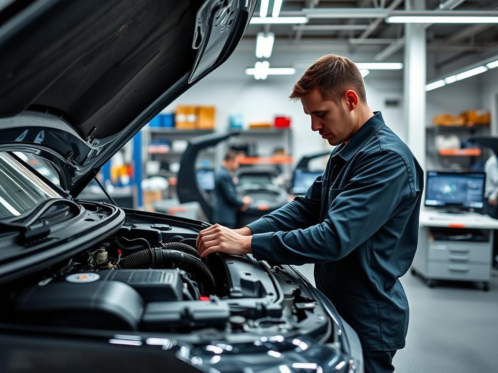 A well-lit, modern auto repair workshop with a team of skilled technicians meticulously inspecting and servicing a Great Wall Motors vehicle. The focal point is a technician in a crisp uniform, intently examining the car's engine with an array of specialized tools. In the background, shelves stocked with genuine auto parts and a diagnostic computer display the latest vehicle diagnostics. The overall atmosphere conveys professionalism, attention to detail, and a commitment to providing top-notch technical expertise and personalized service to Great Wall Motors customers. A well-lit, modern auto repair workshop with a team of skilled technicians meticulously inspecting and servicing a Great Wall Motors vehicle. The focal point is a technician in a crisp uniform, intently examining the car's engine with an array of specialized tools. In the background, shelves stocked with genuine auto parts and a diagnostic computer display the latest vehicle diagnostics. The overall atmosphere conveys professionalism, attention to detail, and a commitment to providing top-notch technical expertise and personalized service to Great Wall Motors customers.