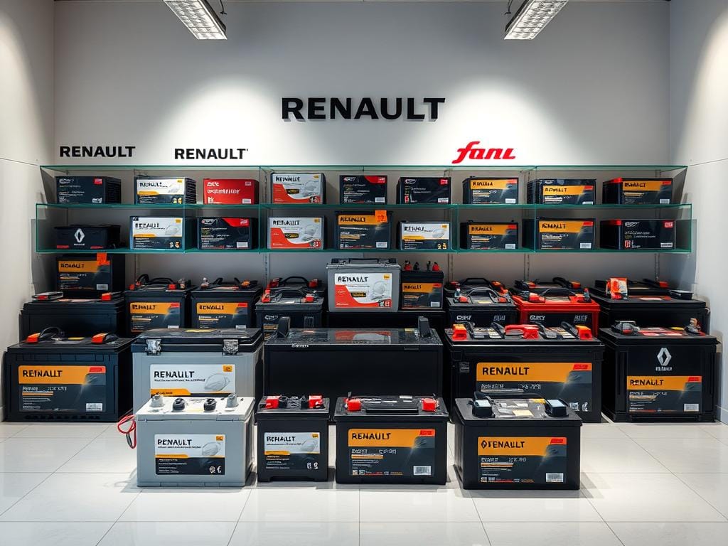 A well-lit showroom display of various high-quality car battery brands, presented against a neutral background that allows the products to take center stage. The batteries are arranged in a visually appealing grid, showcasing their diverse sizes, terminals, and features. The lighting is soft and even, highlighting the sleek, modern designs and the premium materials used in their construction. The scene conveys a sense of authority and expertise, inviting the viewer to consider these batteries as reliable, durable, and suitable for Renault vehicles in Bogotá. A well-lit showroom display of various high-quality car battery brands, presented against a neutral background that allows the products to take center stage. The batteries are arranged in a visually appealing grid, showcasing their diverse sizes, terminals, and features. The lighting is soft and even, highlighting the sleek, modern designs and the premium materials used in their construction. The scene conveys a sense of authority and expertise, inviting the viewer to consider these batteries as reliable, durable, and suitable for Renault vehicles in Bogotá.