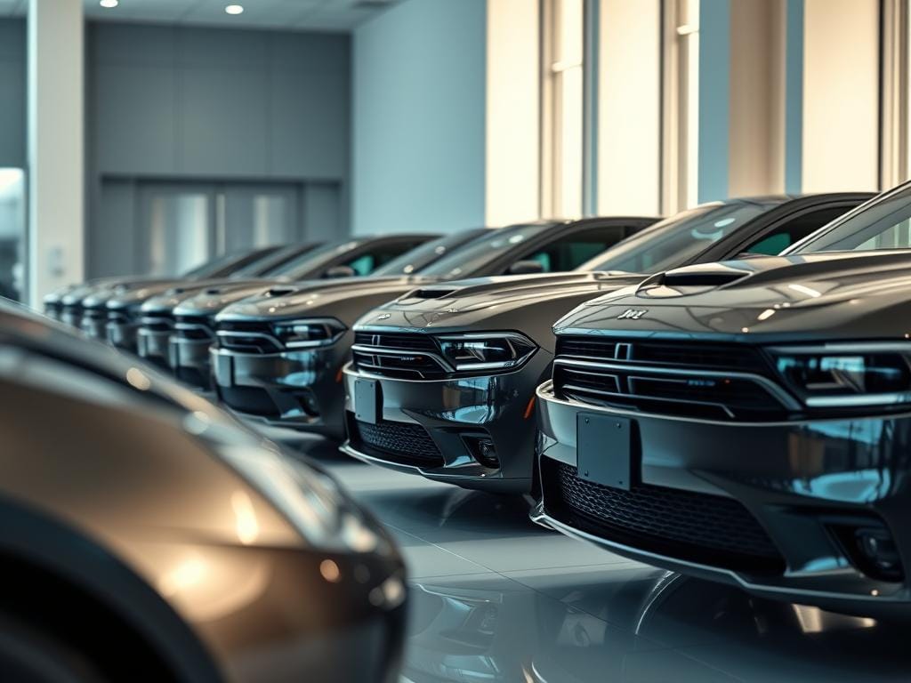 Detailed, high-resolution image of a row of sleek, modern Dodge vehicles showcasing their compatibility with advanced battery packs. The cars are positioned in a well-lit, contemporary showroom setting, with clean lines and minimalist design elements. The vehicles are rendered with a glossy, metallic finish, accentuating their dynamic silhouettes. Subtle reflections on the polished surfaces create a sense of depth and dimension. The lighting is soft and diffused, highlighting the vehicles' curves and creating a warm, inviting atmosphere. The overall composition conveys a sense of technological sophistication and environmental responsibility, aligning with the article's focus on Dodge's battery-powered models available in Bogotá. Detailed, high-resolution image of a row of sleek, modern Dodge vehicles showcasing their compatibility with advanced battery packs. The cars are positioned in a well-lit, contemporary showroom setting, with clean lines and minimalist design elements. The vehicles are rendered with a glossy, metallic finish, accentuating their dynamic silhouettes. Subtle reflections on the polished surfaces create a sense of depth and dimension. The lighting is soft and diffused, highlighting the vehicles' curves and creating a warm, inviting atmosphere. The overall composition conveys a sense of technological sophistication and environmental responsibility, aligning with the article's focus on Dodge's battery-powered models available in Bogotá.