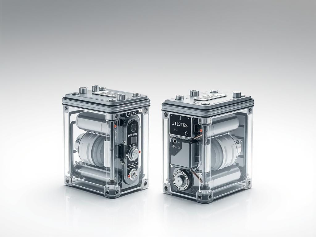 A highly detailed, technical illustration of electric motorcycle batteries, showcasing their intricate components and technical specifications. The scene should depict the batteries from multiple angles, with clear views of their internal structure, terminals, and housings. The overall lighting should be bright and evenly distributed, accentuating the sleek, metallic surfaces and precise engineering. The background should be a clean, neutral environment, allowing the batteries to be the sole focus. The composition should be arranged in a manner that highlights the key technical characteristics, such as voltage, capacity, and charging capabilities, without any distracting elements. The overall aesthetic should convey a sense of precision, efficiency, and high-performance befitting of advanced electric motorcycle technology. A highly detailed, technical illustration of electric motorcycle batteries, showcasing their intricate components and technical specifications. The scene should depict the batteries from multiple angles, with clear views of their internal structure, terminals, and housings. The overall lighting should be bright and evenly distributed, accentuating the sleek, metallic surfaces and precise engineering. The background should be a clean, neutral environment, allowing the batteries to be the sole focus. The composition should be arranged in a manner that highlights the key technical characteristics, such as voltage, capacity, and charging capabilities, without any distracting elements. The overall aesthetic should convey a sense of precision, efficiency, and high-performance befitting of advanced electric motorcycle technology.