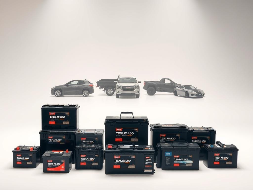 A sleek display of high-quality batteries for different vehicle types, showcased in a well-lit, minimalist studio setting. The foreground features an assortment of battery models, each with distinctive designs and labels, arranged in a visually appealing, symmetrical layout. The middle ground showcases various vehicle silhouettes, including cars, trucks, and SUVs, hinting at the diverse applications of the batteries. The background is a clean, neutral backdrop, allowing the batteries and vehicles to take center stage. The lighting is soft and diffused, creating a sense of quality and attention to detail. The overall mood is one of professionalism, reliability, and a focus on the superior performance of the batteries in cold weather conditions typical of Bogotá's climate. A sleek display of high-quality batteries for different vehicle types, showcased in a well-lit, minimalist studio setting. The foreground features an assortment of battery models, each with distinctive designs and labels, arranged in a visually appealing, symmetrical layout. The middle ground showcases various vehicle silhouettes, including cars, trucks, and SUVs, hinting at the diverse applications of the batteries. The background is a clean, neutral backdrop, allowing the batteries and vehicles to take center stage. The lighting is soft and diffused, creating a sense of quality and attention to detail. The overall mood is one of professionalism, reliability, and a focus on the superior performance of the batteries in cold weather conditions typical of Bogotá's climate.