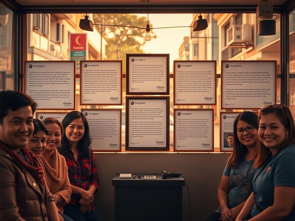 A testimonial showcase of satisfied customers in Bogotá, Colombia, highlighting their positive experiences with car battery installation services. A vibrant and inviting scene, with a central display of framed testimonials and customer portraits, set against a warm, sun-drenched backdrop of a typical Bogotá streetscape. Soft, diffused lighting illuminates the scene, creating a sense of authenticity and intimacy. The customers' expressions convey genuine satisfaction and trust in the service provided. The overall composition emphasizes the human element, drawing the viewer's attention to the personal stories and endorsements of the local community. A testimonial showcase of satisfied customers in Bogotá, Colombia, highlighting their positive experiences with car battery installation services. A vibrant and inviting scene, with a central display of framed testimonials and customer portraits, set against a warm, sun-drenched backdrop of a typical Bogotá streetscape. Soft, diffused lighting illuminates the scene, creating a sense of authenticity and intimacy. The customers' expressions convey genuine satisfaction and trust in the service provided. The overall composition emphasizes the human element, drawing the viewer's attention to the personal stories and endorsements of the local community.