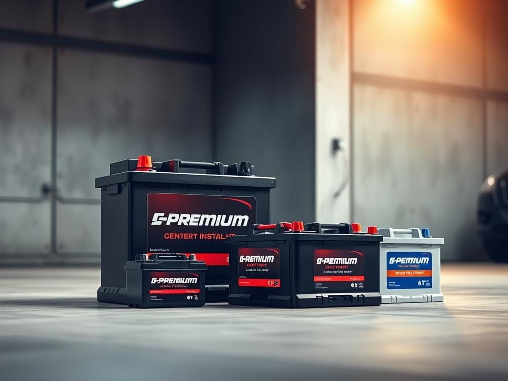 High-quality premium car battery brands prominently displayed against a clean, well-lit garage setting. The batteries are showcased in the foreground, with a subtle, uncluttered background featuring concrete walls and floor. Subtle warm lighting casts soft shadows, highlighting the sleek, modern design and premium construction of the batteries. The image conveys a sense of reliability, durability, and professionalism, suitable for an article on quick battery installation services. High-quality premium car battery brands prominently displayed against a clean, well-lit garage setting. The batteries are showcased in the foreground, with a subtle, uncluttered background featuring concrete walls and floor. Subtle warm lighting casts soft shadows, highlighting the sleek, modern design and premium construction of the batteries. The image conveys a sense of reliability, durability, and professionalism, suitable for an article on quick battery installation services.