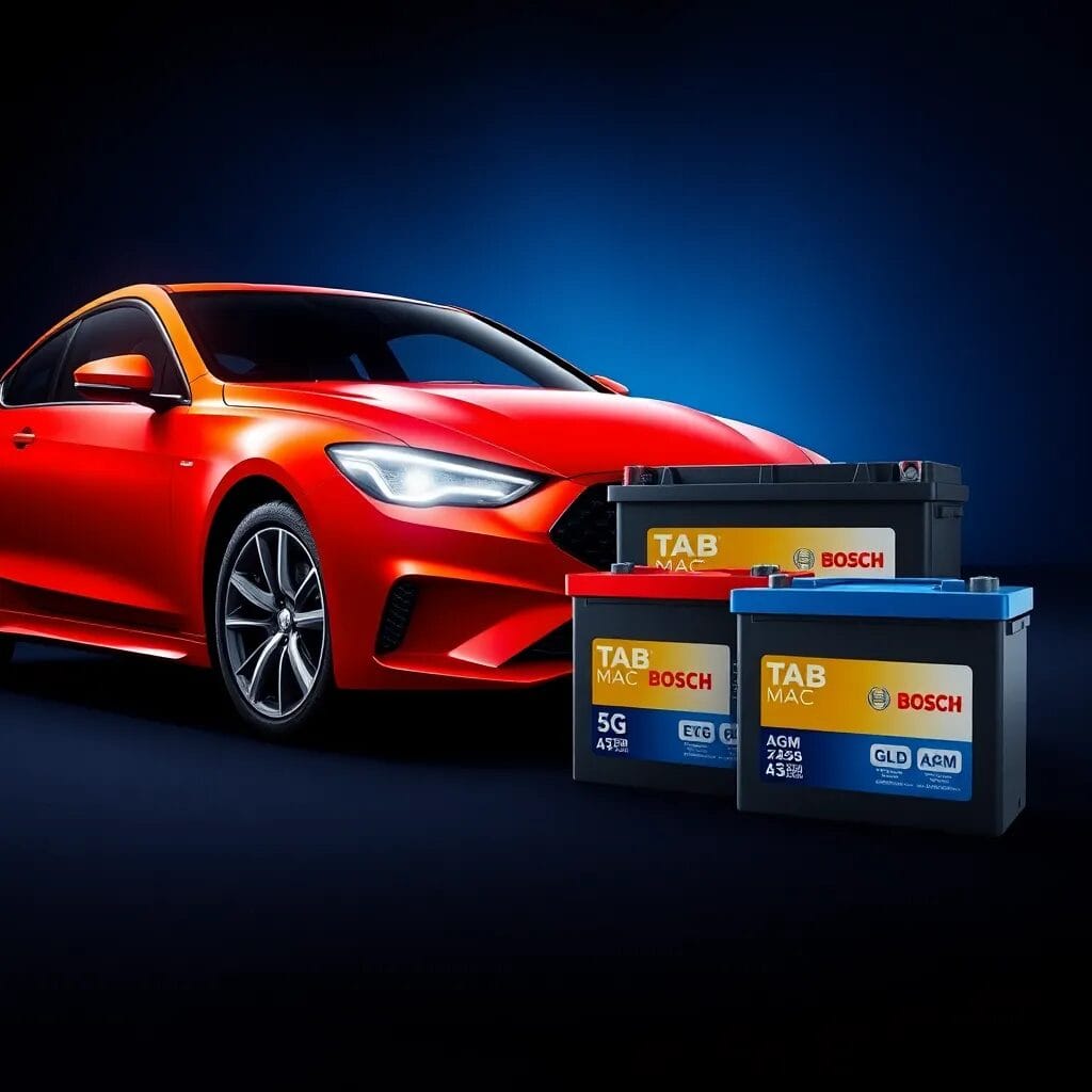 Coche rojo con baterías Bosch.