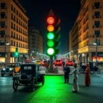 El primer semáforo del mundo para coches y peatones