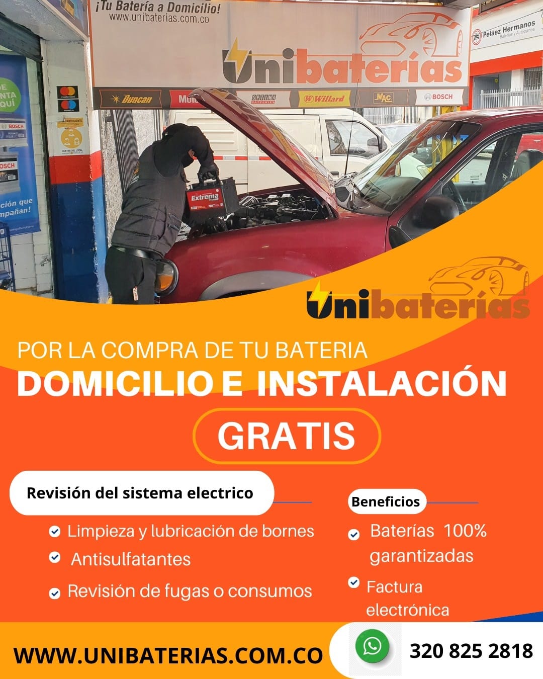 Instalación de baterías a domicilio.