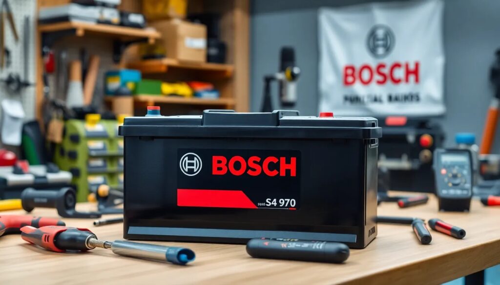 Venta Baterías para Carro a Domicilio Bogotá Batería Bosch en taller de herramientas.