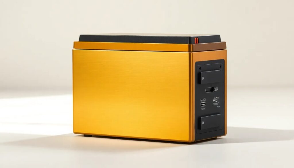 Caja dorada para batería de Mac