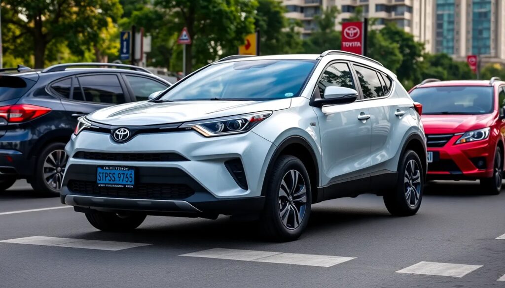 SUV blanca en tráfico urbano