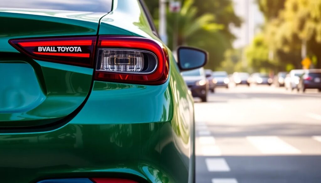 Auto verde en la calle