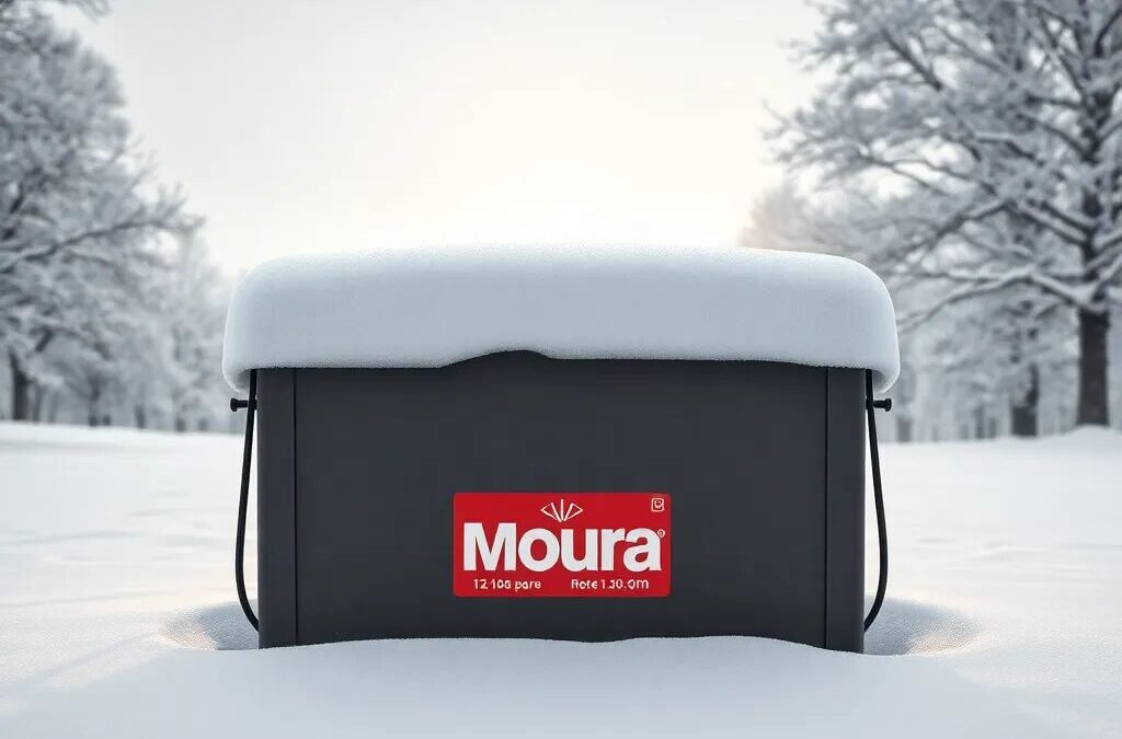 Caja de batería cubierta de nieve.