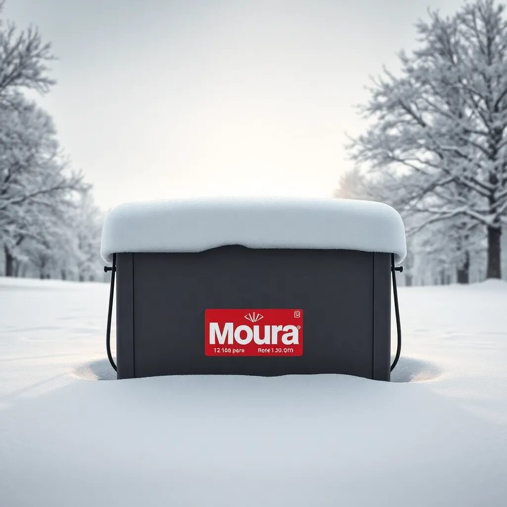 Caja de batería cubierta de nieve.