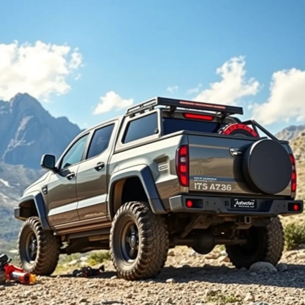 Camioneta 4x4 en paisaje montañoso.