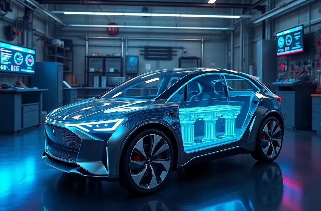 Coche eléctrico con batería transparente