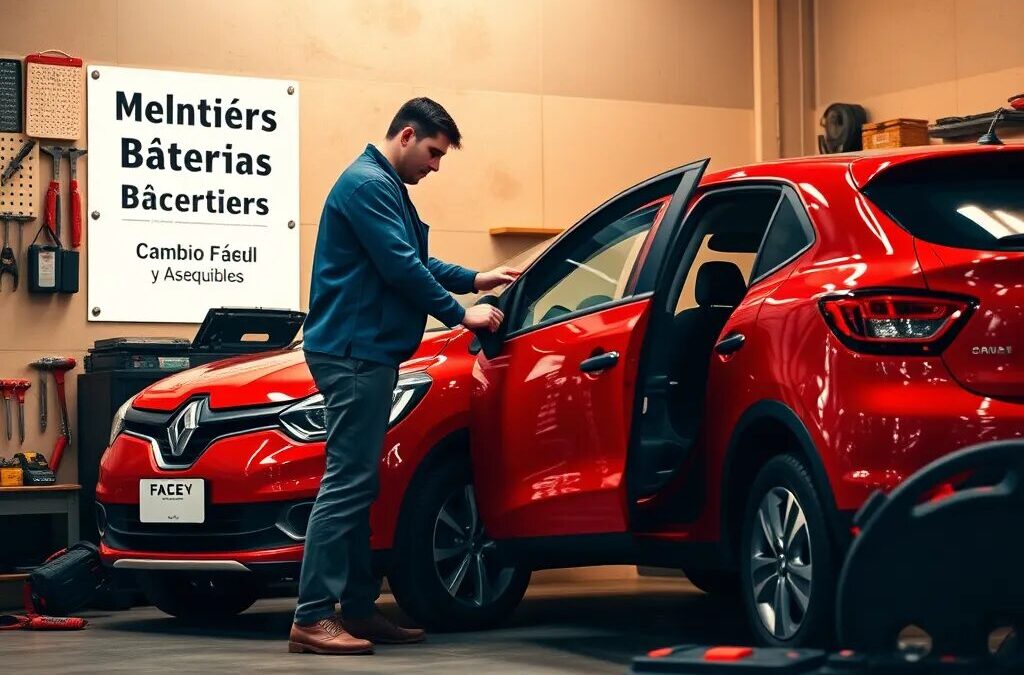 Hombre revisando un auto rojo.