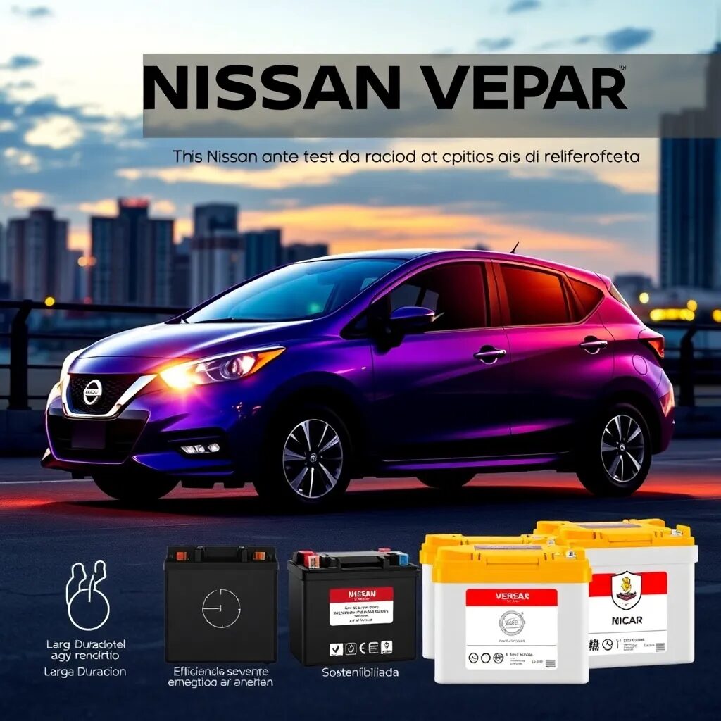 Auto Nissan con baterías destacadas.