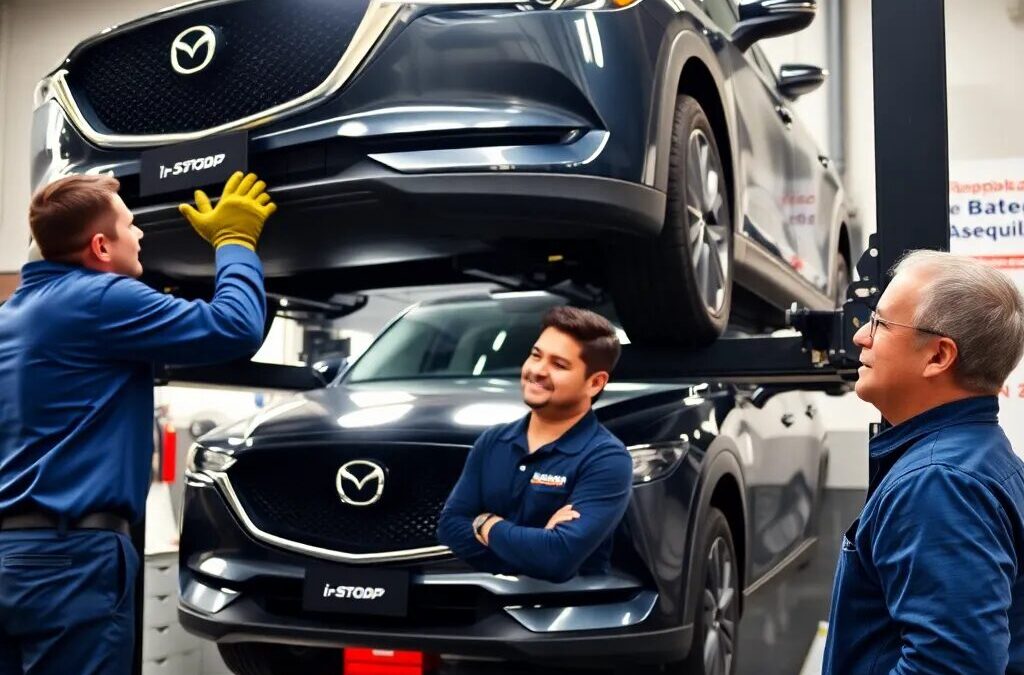 Técnicos trabajando en vehículos Mazda